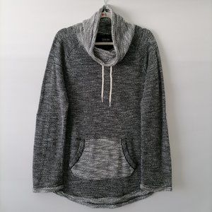 Calvin Klein Performance Gray Hi Low Hem Roll Tab Sleeve Cowl Neck Sweater M